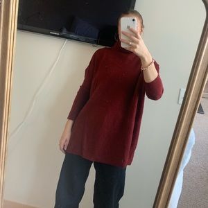 Maroon turtleneck oversized sweater